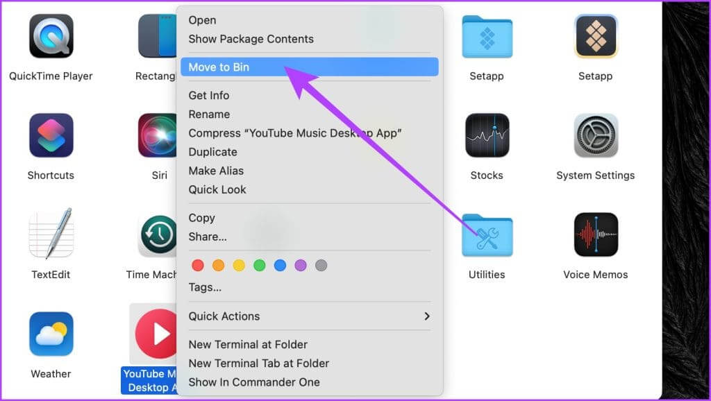 right-click-on-the-YouTube-Music-desktop-App-and-select-Move-to-bin-1024x578-1 كيفية تثبيت تطبيق YouTube Music على سطح المكتب (Windows وMac)
