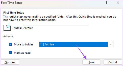 save-folder-to-move-email-outlook-app-windows كيفية إنشاء المجلدات ونقل رسائل البريد الإلكتروني في Outlook على Mac وWindows