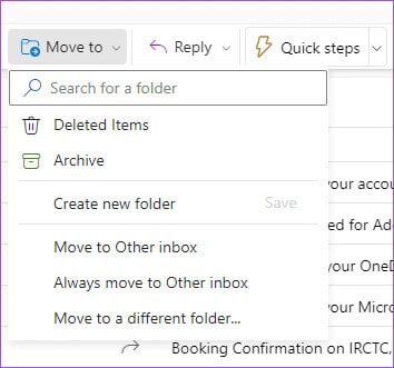 search-folder-name-to-move-email-new-outlook-windows كيفية إنشاء المجلدات ونقل رسائل البريد الإلكتروني في Outlook على Mac وWindows