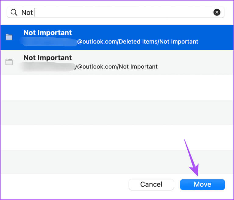 select-folder-to-move-email-in-outlook-on-mac-768x658-1 كيفية إنشاء المجلدات ونقل رسائل البريد الإلكتروني في Outlook على Mac وWindows