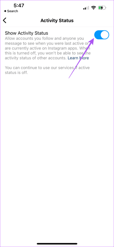 show-activity-status-enabled-instagram-711x1536-1 أفضل 7 إصلاحات لعدم ظهور حالة الكتابة على Instagram على iPhone