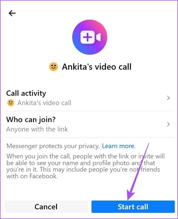 start-call-on-facebook-messenger-windows كيفية مشاركة الشاشة في Facebook Messenger على الهاتف المحمول وسطح المكتب