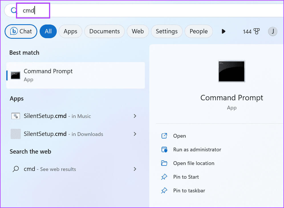start-menu-cmd أفضل 7 طرق لإصلاح الخطأ "Page Fault in Nonpaged Area’" في Windows 10 وWindows 11