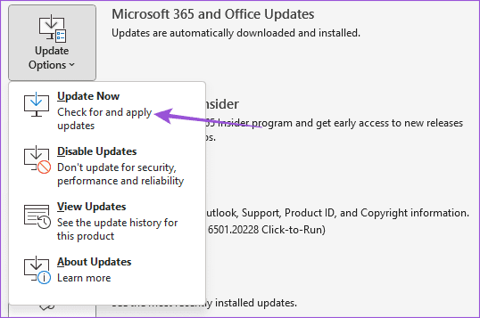 update-now-outlook-windows-11 أفضل 6 إصلاحات لعدم ظهور الأحداث و المواعيد في Outlook Calendar على Windows 11