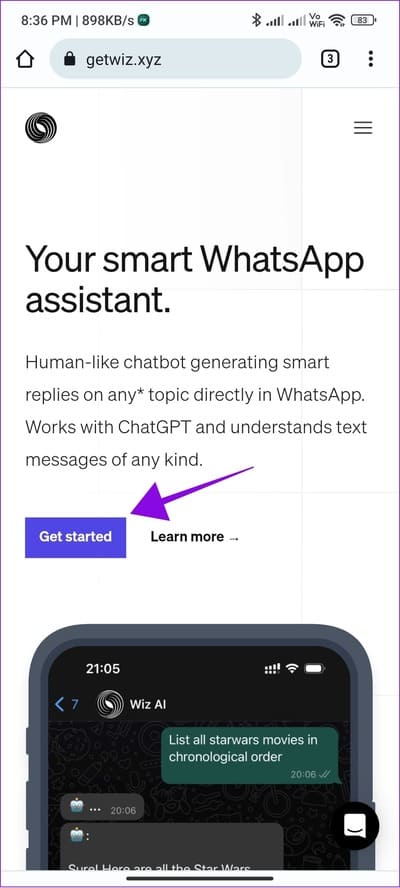 use-WizAI-for-WhatsApp طريقتين سهلتين لاستخدام ChatGPT على WhatsApp