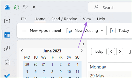 view-calendar-outlook-windows-11 أفضل 6 إصلاحات لعدم ظهور الأحداث و المواعيد في Outlook Calendar على Windows 11