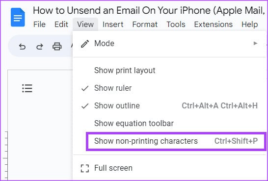 view-non-printing-characters-in-google-docs-9 دليل للأحرف غير قابلة للطباعة في Google Docs وكيفية عرضها