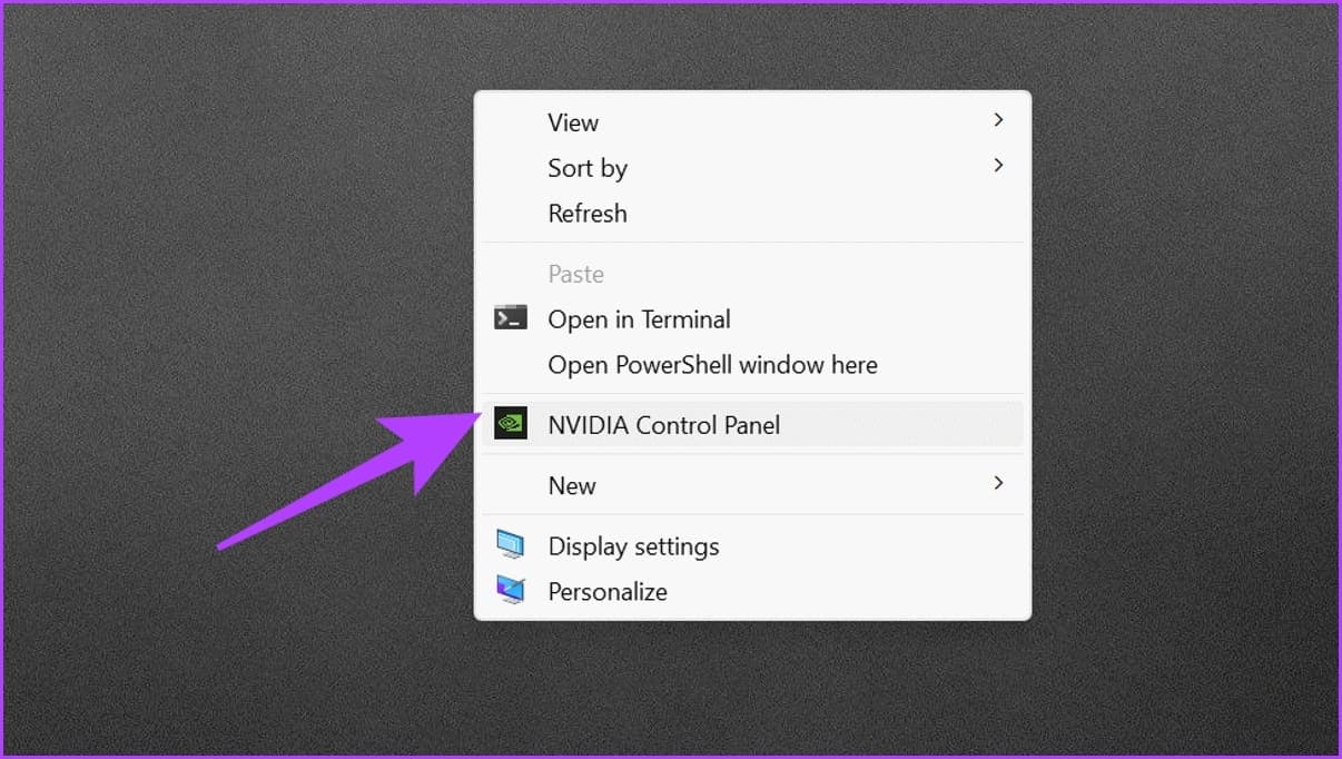 withborder_Open-Nvidia-Control-Panel-by-right-clicking-on-an-empty-area-on-your-Windows-desktop كيفية رفع تردد التشغيل على الشاشة: NVIDIA و AMD و Intel GPUs