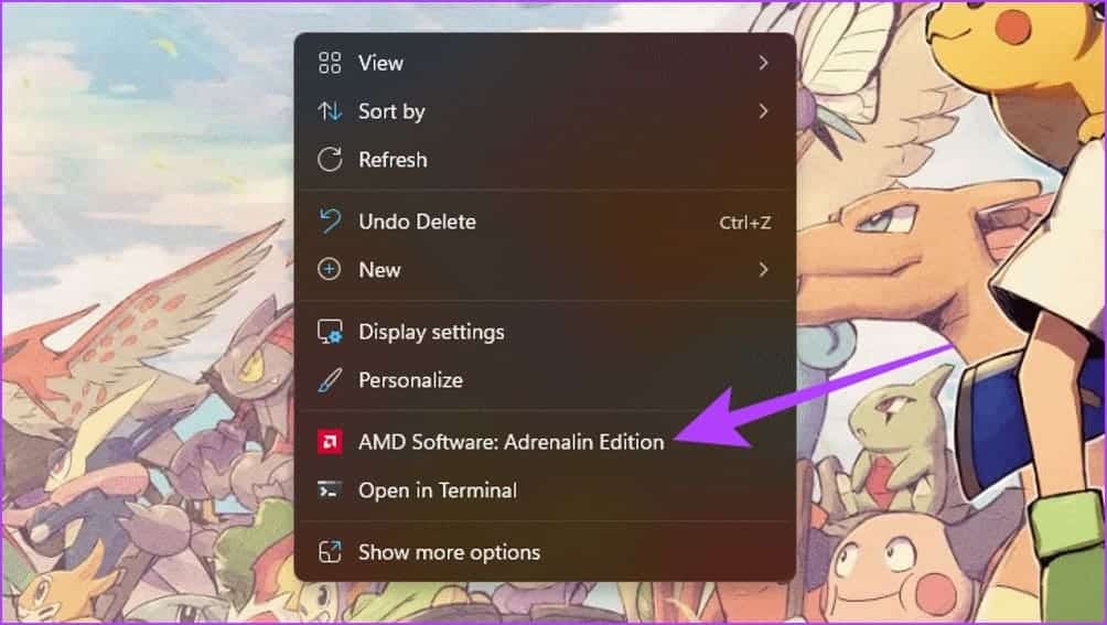 withborder_Right-click-on-an-empty-space-on-your-desktop-and-select-AMD-Software-Adrenalin-Edition كيفية رفع تردد التشغيل على الشاشة: NVIDIA و AMD و Intel GPUs