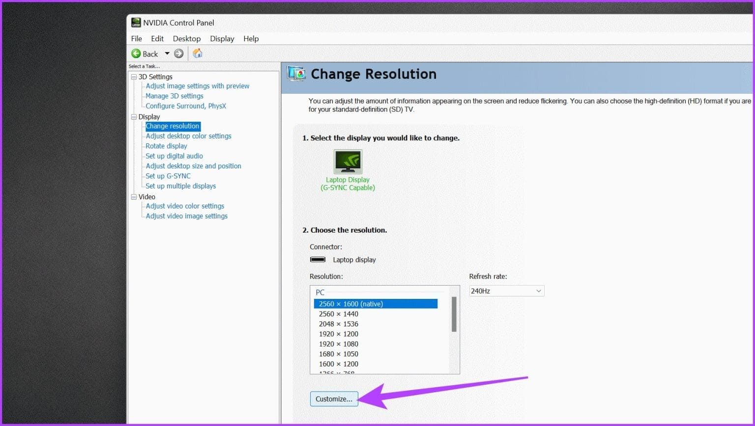 withborder_Under-the-Choose-the-resolution-option-click-on-Customize-1536x868-1 كيفية رفع تردد التشغيل على الشاشة: NVIDIA و AMD و Intel GPUs