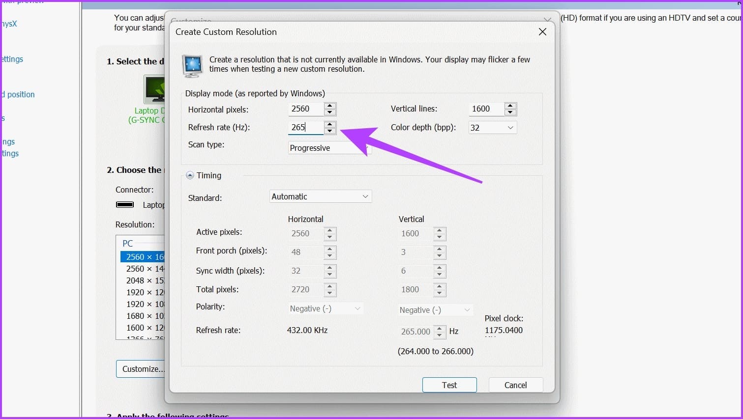 withborder_under-the-Display-Mode-section-enter-the-Refresh-Rate-of-your-choice-in-Hz كيفية رفع تردد التشغيل على الشاشة: NVIDIA و AMD و Intel GPUs