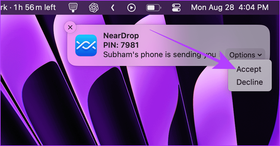 Accept-NearDrop-Transfer-on-Mac 4 طرق لنقل الملفات بين Mac وAndroid لاسلكيًا
