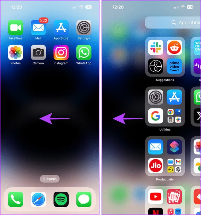 Access-App-Library-on-iPhone كيفية نقل أو إعادة ترتيب التطبيقات على iPhone