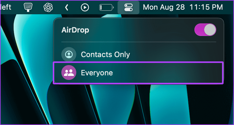 AirDrop-set-to-Everyone-on-Mac 4 طرق لنقل الملفات بين Mac وAndroid لاسلكيًا