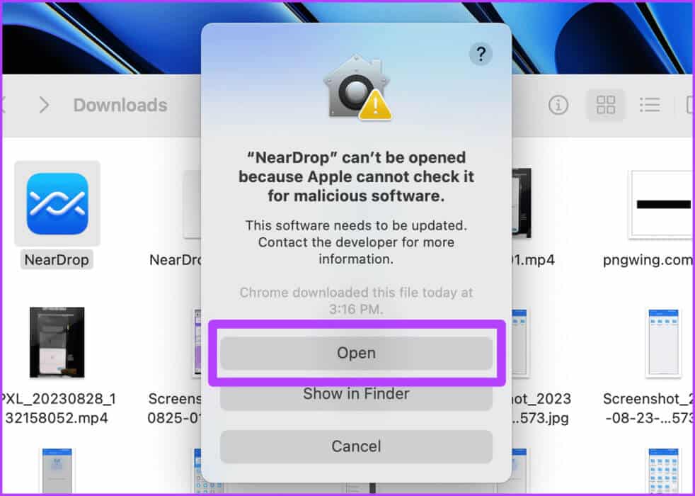 Allow-NearDrop-to-Open-1024x730-1 4 طرق لنقل الملفات بين Mac وAndroid لاسلكيًا