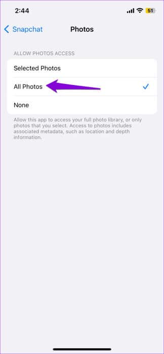 Allow-Snapchat-to-Access-Photos-474x1024-1 8 طرق لإصلاح عدم تشغيل مقاطع الفيديو في Snapchat على Android وiPhone