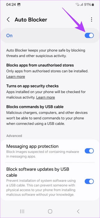 Auto-Blocker-enabled-473x1024-1 8 أفضل نصائح وحيل Samsung One UI 6 التي يجب أن تعرفها
