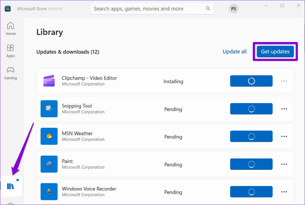 Check-App-Updates-in-Microsoft-Store-1-1024x688-1 أفضل 6 إصلاحات لعدم عرض تطبيق Xbox الألعاب المثبتة على Windows