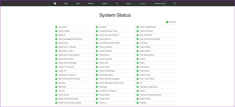 Check-iMessage-System-Status-1-750x343-1 8 إصلاحات لعدم عمل أو عدم توفر iOS 17 Check In على iPhone