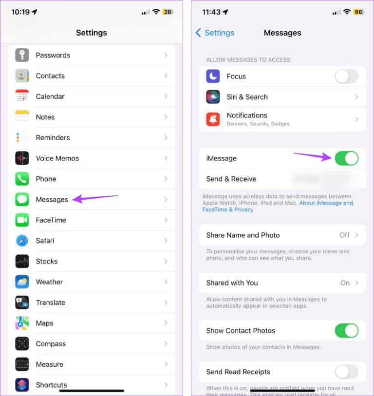 Disable-iMessage-1-768x813-1 8 إصلاحات لعدم عمل أو عدم توفر iOS 17 Check In على iPhone