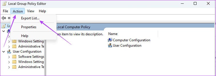 Export-list-on-group-policy-editor أفضل 4 طرق لعمل نسخة احتياطية لمحرر نهج المجموعة المحلي على Windows 11