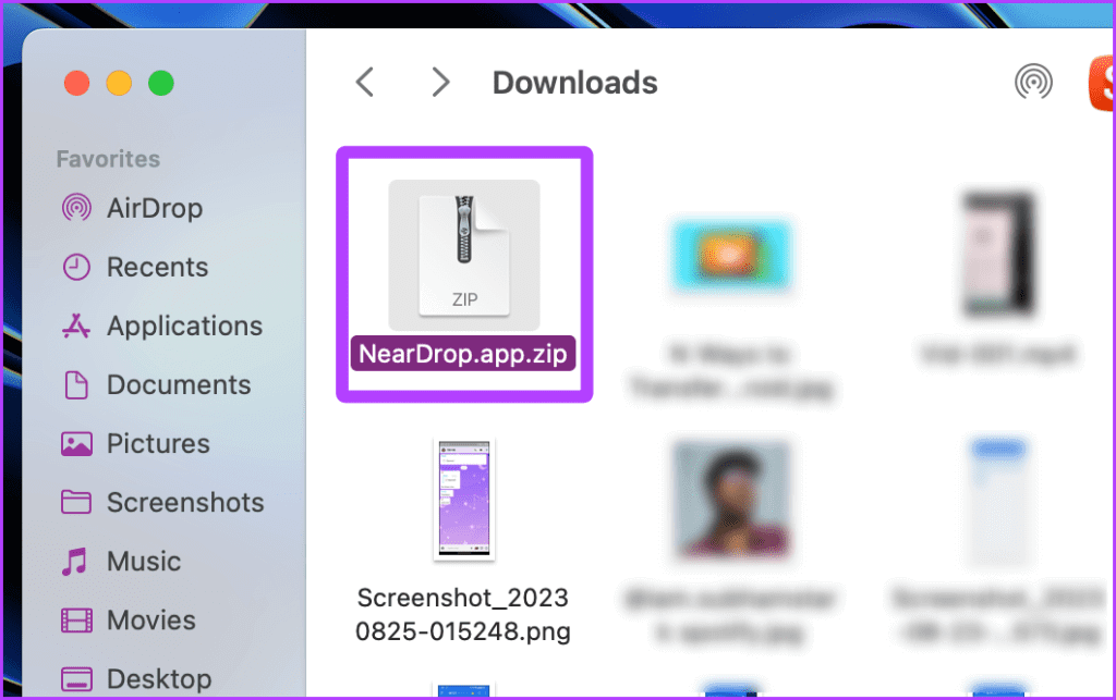 Extract-NearDrop-Zip-File-1024x643-1 4 طرق لنقل الملفات بين Mac وAndroid لاسلكيًا