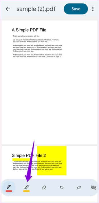 Highlighter-Option-for-PDF-in-Google-Drive-App-500x1024-1 كيفية إضافة تعليق توضيحي إلى ملف PDF باستخدام تطبيق Google Drive على Android