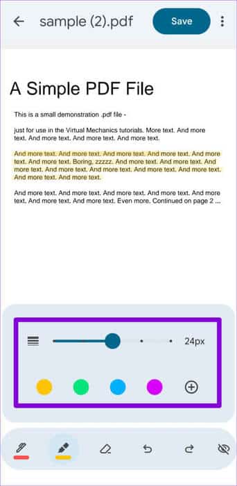Highlighter-Tool-for-PDF-500x1024-1 كيفية إضافة تعليق توضيحي إلى ملف PDF باستخدام تطبيق Google Drive على Android