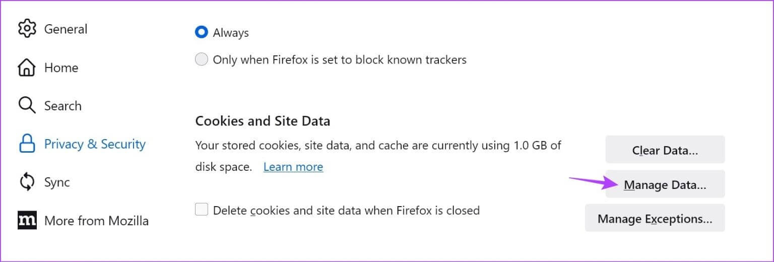 Manage-Site-data-on-Firefox-1536x520-1 كيفية مسح ذاكرة التخزين المؤقت على YouTube على أي جهاز