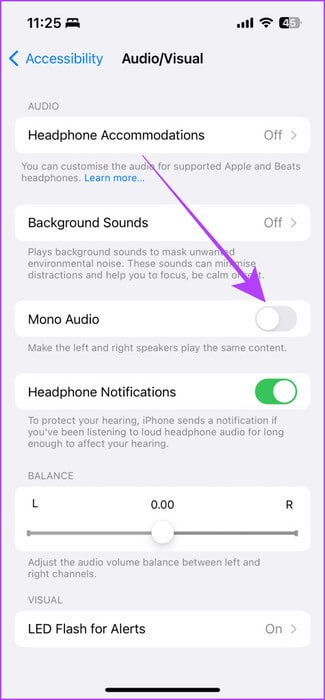 Mono-Audio-Settings-iPhone-475x1024-1 كيفية جعل Spotify أعلى صوتًا على سطح المكتب والهاتف المحمول