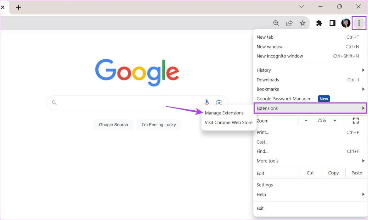 Open-Chrome-Extension-Settings 10 طرق لإصلاح مشكلة "لا يمكن تسجيل الخروج من Facebook" على الهاتف المحمول وسطح المكتب