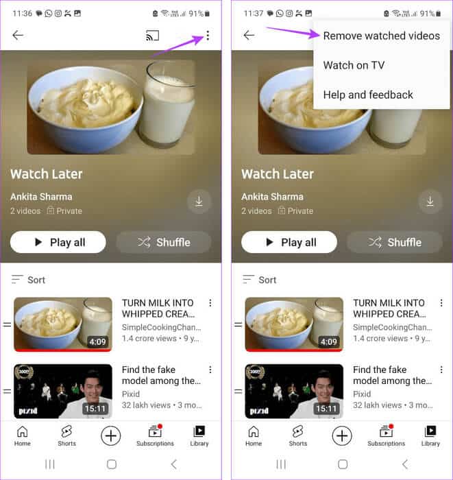 Remove-watched-video ما هي "المشاهدة لاحقًا" على YouTube وكيفية استخدامها