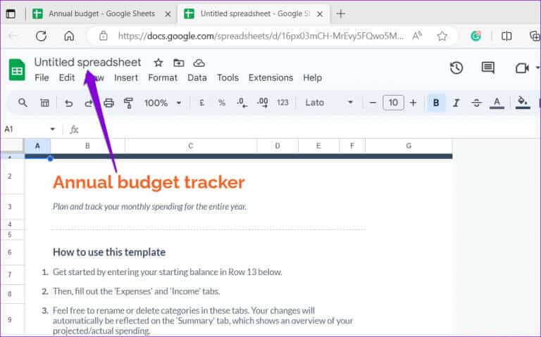Rename-a-Google-Sheets-Spreadsheet-768x479-1 أفضل 3 طرق لإنشاء نسخة من ورقة عمل Google Sheets