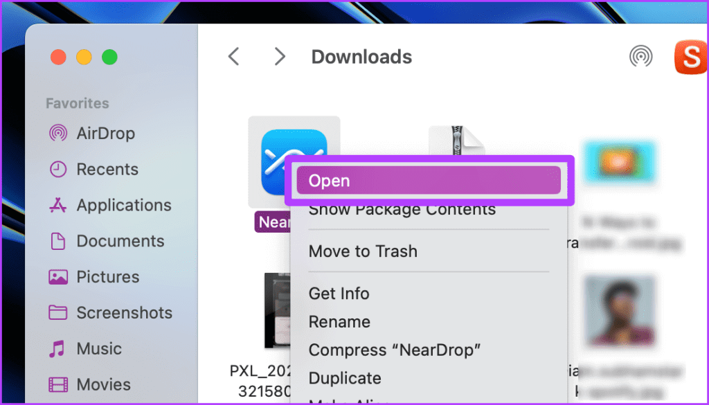 Right-Click-Open-NearDrop-App-1024x585-1 4 طرق لنقل الملفات بين Mac وAndroid لاسلكيًا