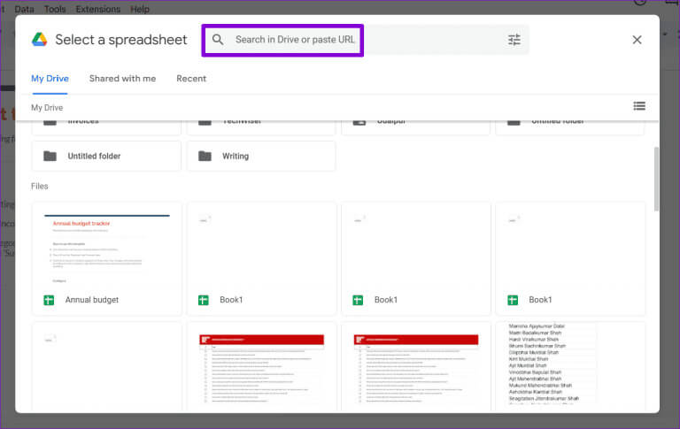 Select-Spreadsheet-in-Google-Drive-768x485-1 أفضل 3 طرق لإنشاء نسخة من ورقة عمل Google Sheets