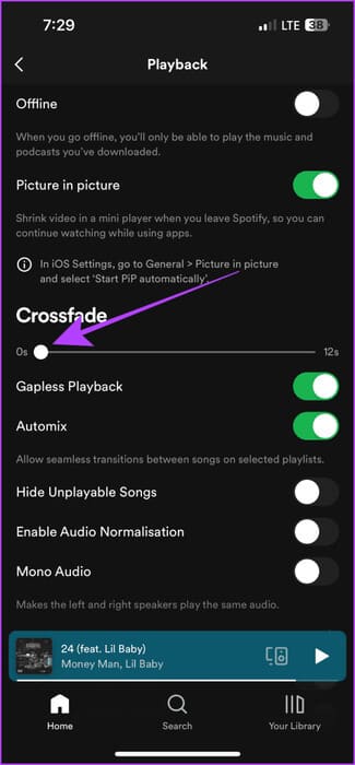 Turn-Cross-Fade-Off-on-Spotify-Mobile-475x1024-1 كيفية جعل Spotify أعلى صوتًا على سطح المكتب والهاتف المحمول