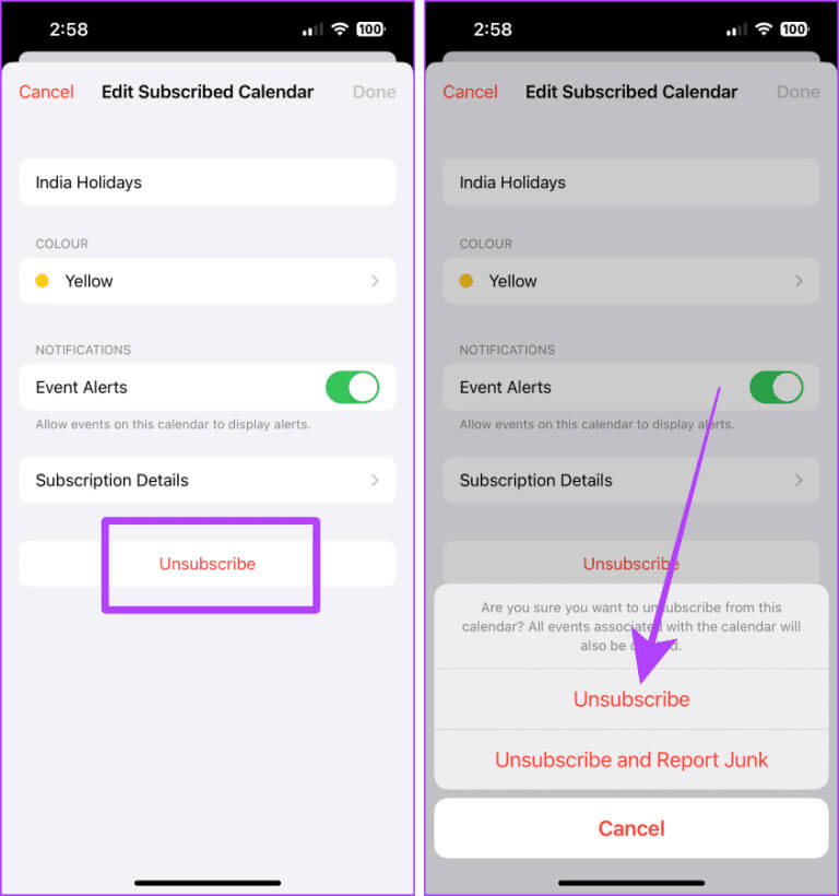 Unsubscribe-from-a-Calendar-on-Apple-Calendar-app-on-iPhone-768x820-1 6 طرق سهلة لإزالة أو حذف Calendar من iPhone