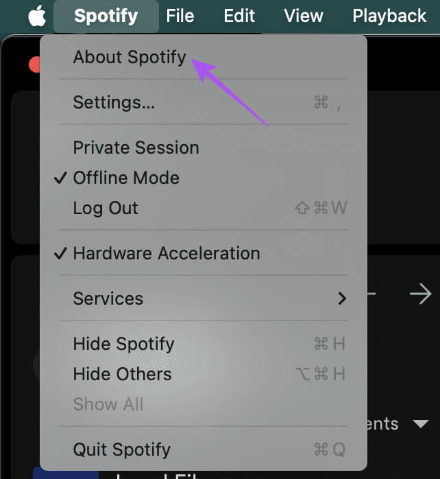 about-spotify-Mac-app أفضل 6 إصلاحات لعدم مزامنة Spotify بين الهاتف المحمول وسطح المكتب