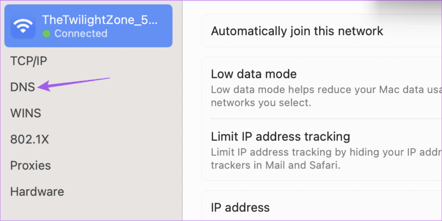 choose-DNS-from-the-sidebar 12 طريقة لإصلاح رمز خطأ II-E1003 في Epic Games