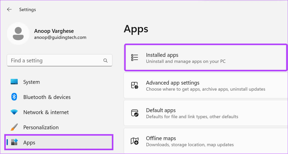 choose-apps-and-then-choose-installed-apps-1 15 طريقة لإصلاح تعطل لعبة Rocket League أو تجمدها