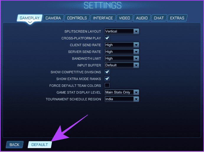 choose-default 15 طريقة لإصلاح تعطل لعبة Rocket League أو تجمدها