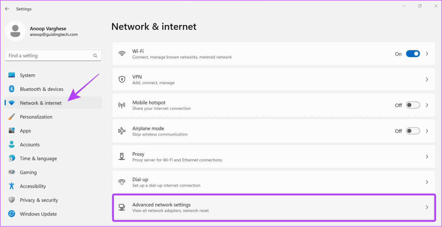 choose-network-and-internet-then-choose-advaced-network-settings-1536x791-1 12 طريقة لإصلاح رمز خطأ II-E1003 في Epic Games