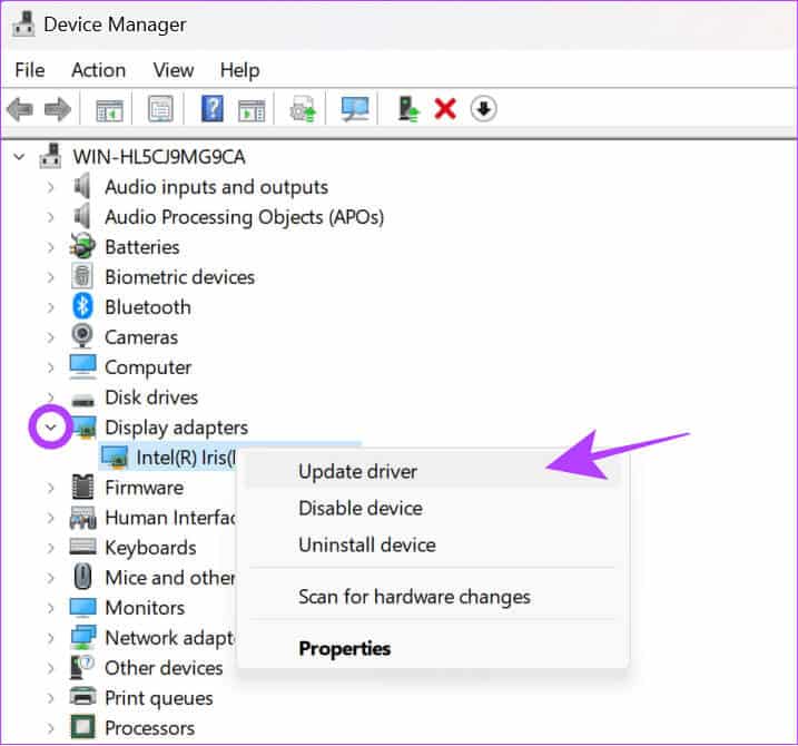 choose-the-down-arrow-and-then-select-update-drivers-1 15 طريقة لإصلاح تعطل لعبة Rocket League أو تجمدها