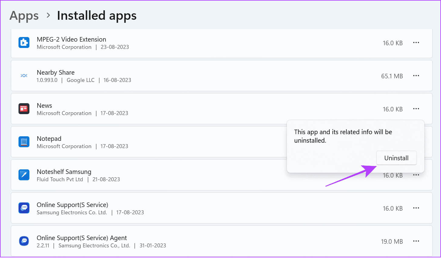 choose-uninstall-to-confirm-5 12 طريقة لإصلاح رمز خطأ II-E1003 في Epic Games