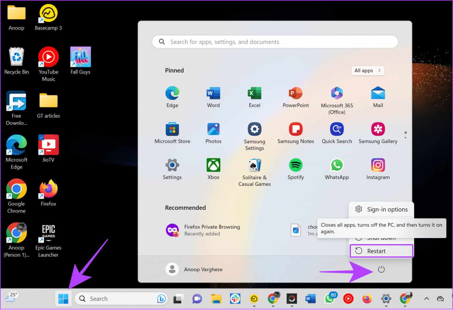 choose-windows-logo-power-button-and-choose-restart-to-confirm-1536x1052-2 15 طريقة لإصلاح تعطل لعبة Rocket League أو تجمدها