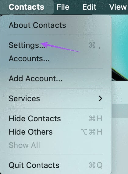 contacts-settings-Mac أفضل 7 إصلاحات لعدم مزامنة جهات اتصال Outlook على iPhone وMac