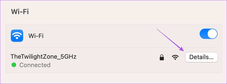 details-wifi-settings-mac-1 أفضل 7 إصلاحات لعدم مزامنة جهات اتصال Outlook على iPhone وMac