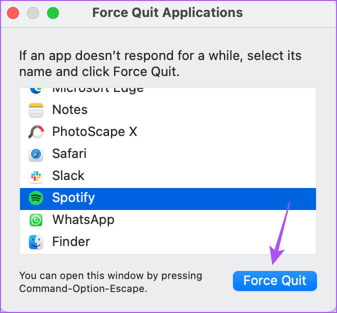 force-quit-spotify-on-Mac-1 أفضل 6 إصلاحات لعدم مزامنة Spotify بين الهاتف المحمول وسطح المكتب