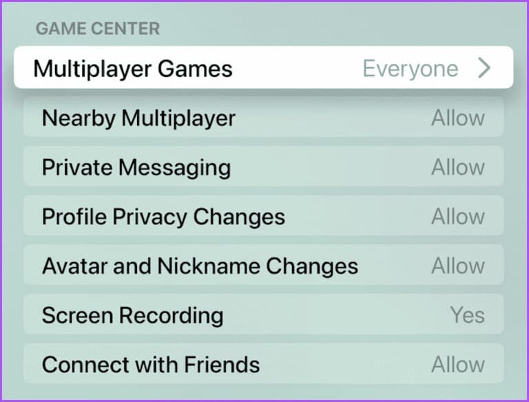game-center-restrictions-apple-tv-768x584-1 كيفية إعداد أدوات الرقابة الأبوية على Apple TV