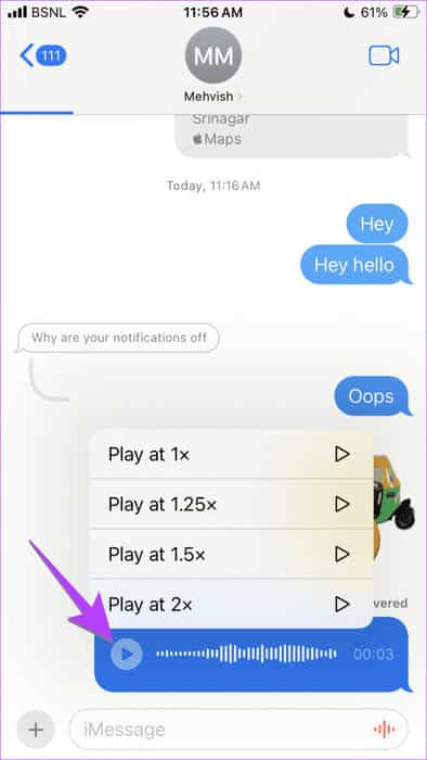 iOS-17-Audio-Message-Speed-576x1024-1 19 أفضل ميزات ونصائح تطبيقي الرسائل وFaceTime على iOS 17.